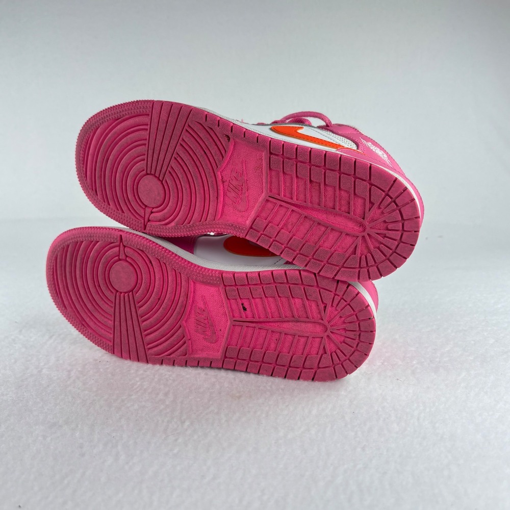 Nike Air Jordan 1 Mid GS Pink Orange White Sneakers Sz 5.5 Y Streetwear Retro - Picture 8 of 10